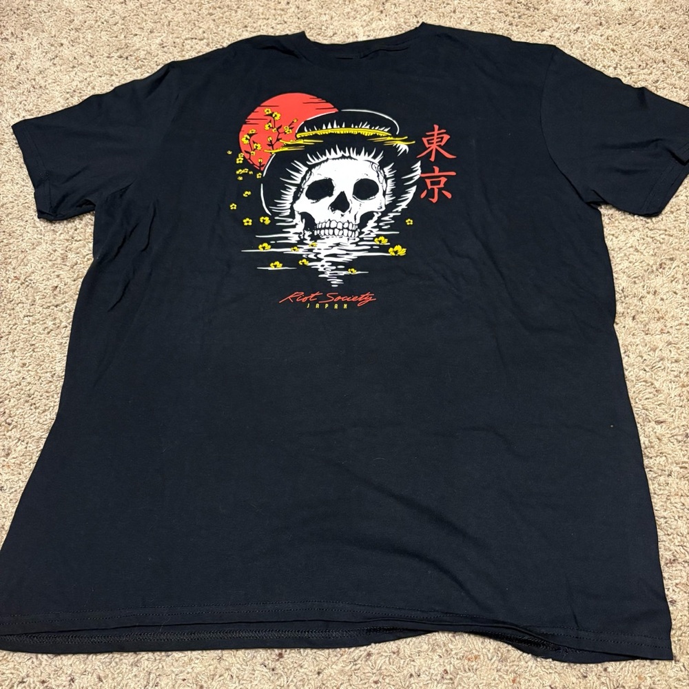 Riot Society Japan Black Geisha Skull Graphic Tee